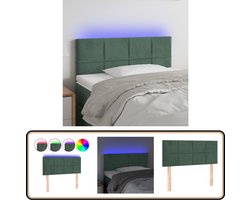 vidaXL Hoofdbord LED 100x5x78/88 cm - Fluweel - Donkergroen Hoofddekbed - Led Hoofdbord - Velvet Hoofdbord - Comfortabele Hoofdsteun - Dimmable Verlichting