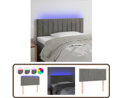 vidaXL - Hoofdbord - LED - 100x5x78/88 - cm - fluweel - lichtgrijs