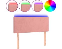 vidaXL - Hoofdbord - LED - 100x5x78/88 - cm - fluweel - roze