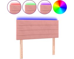 vidaXL - Hoofdbord - LED - 100x5x78/88 - cm - fluweel - roze