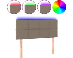 vidaXL - Hoofdbord - LED - 100x5x78/88 - cm - stof - taupe