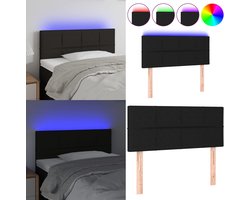 vidaXL - Hoofdbord - LED - 100x5x78/88 - cm - stof - zwart