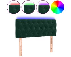 vidaXL - Hoofdbord - LED - 100x7x78/88 - cm - fluweel - donkergroen