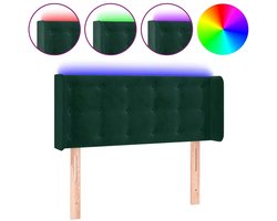 vidaXL - Hoofdbord - LED - 103x16x78/88 - cm - fluweel - donkergroen