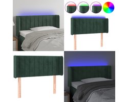 vidaXL Hoofdbord LED 103x16x78/88 cm fluweel donkergroen - Hoofdbord - Hoofdborden - Hoofdeinde - Houten Hoofdbord