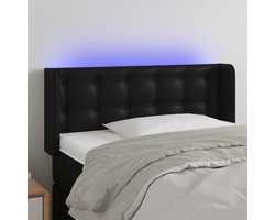 vidaXL - Hoofdbord - LED - 103x16x78/88 - cm - kunstleer - zwart