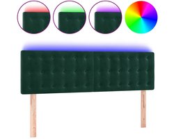 vidaXL - Hoofdbord - LED - 144x5x78/88 - cm - fluweel - donkergroen