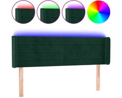 vidaXL - Hoofdbord - LED - 147x16x78/88 - cm - fluweel - donkergroen
