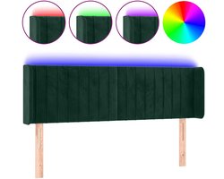 vidaXL - Hoofdbord - LED - 147x16x78/88 - cm - fluweel - donkergroen