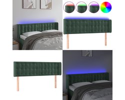 vidaXL Hoofdbord LED 147x16x78/88 cm fluweel donkergroen - Hoofdbord - Hoofdborden - Hoofdeinde - Houten Hoofdbord