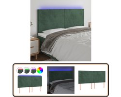 vidaXL Hoofdbord LED - 160x5x118 cm - Fluweel Groen Hoofd Bord - Led Hoofdbord - Hoofdbord Met Led - Velvet Hoofdbord - Donkere Groene Hoofdbord
