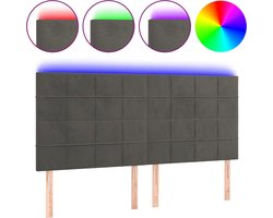 vidaXL - Hoofdbord - LED - 160x5x118/128 - cm - fluweel - donkergrijs