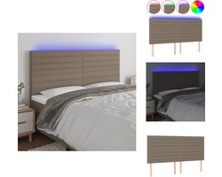 vidaXL - Hoofdbord - LED - 160x5x118/128 - cm - stof - taupe