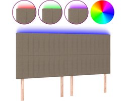 vidaXL - Hoofdbord - LED - 160x5x118/128 - cm - stof - taupe