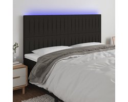 vidaXL - Hoofdbord - LED - 160x5x118/128 - cm - stof - zwart