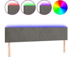 vidaXL - Hoofdbord - LED - 160x5x78/88 - cm - fluweel - donkergrijs