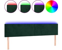 vidaXL - Hoofdbord - LED - 160x5x78/88 - cm - fluweel - donkergroen