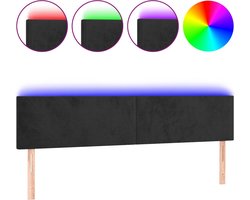 vidaXL - Hoofdbord - LED - 160x5x78/88 - cm - fluweel - zwart