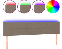 vidaXL - Hoofdbord - LED - 160x5x78/88 - cm - stof - taupe
