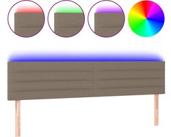 vidaXL - Hoofdbord - LED - 160x5x78/88 - cm - stof - taupe