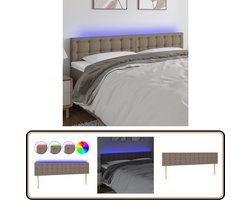 vidaXL Hoofdbord LED - 160x5x78/88 cm - Stof - Taupe Hoofd Bord Led - Hoofdbord Met Led - Taupecouleur Hoofdbord - Comfortabel Hoofdbord - Leeshoek Hoofdbord