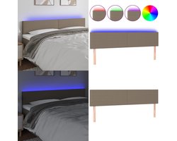 vidaXL Hoofdbord LED 160x5x78/88 cm stof taupe - Hoofdbord - Hoofdborden - Hoofdeinde - Houten Hoofdbord