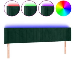vidaXL - Hoofdbord - LED - 163x16x78/88 - cm - fluweel - donkergroen