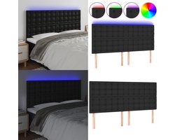 vidaXL Hoofdbord LED 180x5x118/128 cm kunstleer zwart - Hoofdbord - Hoofdborden - Hoofdeinde - Houten Hoofdbord