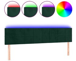 vidaXL - Hoofdbord - LED - 180x5x78/88 - cm - fluweel - donkergroen