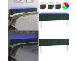 vidaXL Hoofdbord LED 180x5x78/88 cm fluweel donkergroen - Hoofdbord - Hoofdborden - Hoofdeinde - Houten Hoofdbord
