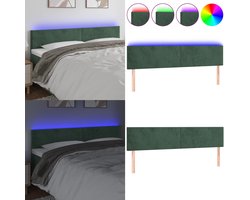 vidaXL Hoofdbord LED 180x5x78/88 cm fluweel donkergroen - Hoofdbord - Hoofdborden - Hoofdeinde - Houten Hoofdbord