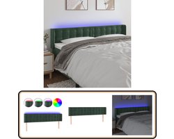 vidaXL Hoofdbord LED 183x16x78/88 cm donkergroen Hoofd Bord Led - Hoofdbord Met Verlichting - Fluweel Hoofdbord - Donkere Groene Hoofdbord - Hoofdbord Verhogen