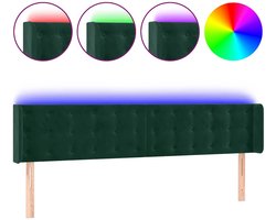 vidaXL - Hoofdbord - LED - 183x16x78/88 - cm - fluweel - donkergroen