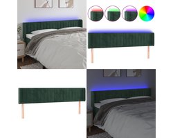 vidaXL Hoofdbord LED 183x16x78/88 cm fluweel donkergroen - Hoofdbord - Hoofdborden - Hoofdeinde - Houten Hoofdbord