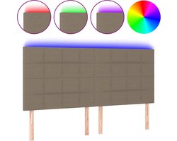 vidaXL - Hoofdbord - LED - 200x5x118/128 - cm - stof - taupe