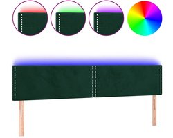 vidaXL - Hoofdbord - LED - 200x5x78/88 - cm - fluweel - donkergroen