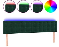 vidaXL - Hoofdbord - LED - 200x5x78/88 - cm - fluweel - donkergroen