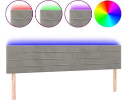 vidaXL - Hoofdbord - LED - 200x5x78/88 - cm - fluweel - lichtgrijs