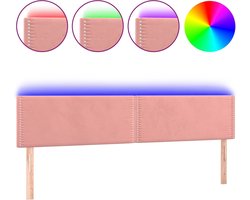 vidaXL - Hoofdbord - LED - 200x5x78/88 - cm - fluweel - roze