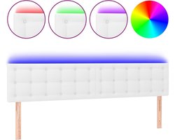 vidaXL - Hoofdbord - LED - 200x5x78/88 - cm - kunstleer - wit