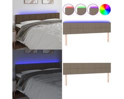 vidaXL Hoofdbord LED 200x5x78/88 cm stof taupe - Hoofdbord - Hoofdborden - Hoofdeinde - Houten Hoofdbord