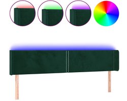 vidaXL - Hoofdbord - LED - 203x16x78/88 - cm - fluweel - donkergroen