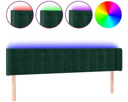 vidaXL - Hoofdbord - LED - 203x16x78/88 - cm - fluweel - donkergroen