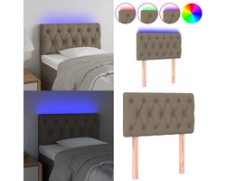 vidaXL - Hoofdbord - LED - 80x7x78/88 - cm - stof - taupe