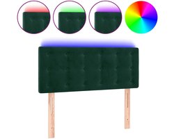vidaXL - Hoofdbord - LED - 90x5x78/88 - cm - fluweel - donkergroen