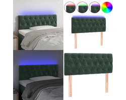 vidaXL Hoofdbord LED 90x7x78/88 cm fluweel donkergroen - Hoofdbord - Hoofdborden - Hoofdeinde - Houten Hoofdbord