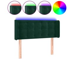vidaXL - Hoofdbord - LED - 93x16x78/88 - cm - fluweel - donkergroen