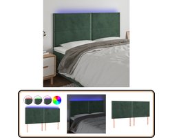 vidaXL Hoofdbord LED - Fluweel - Donkergroen Hoofdboard - Led Hoofdbord - Velvet Hoofdbord - Groen Hoofdbord - Leeshoek
