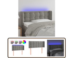 vidaXL Hoofdbord LED Fluweel Lichtgrijs 103x16x78/88 cm Hoofd Bord Led - Hoofdbord Grijs - Hoofdbord Velvet - Led Verlichting Slaapkamer - Hoofdbord Elektrisch Verstelbaar