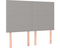 vidaXL - Hoofdbord - lichtgrijs - 144x5x118/128 - cm - stof